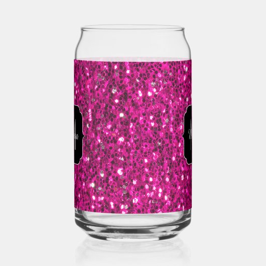 Warme, rosa Glitzern, die die gewünschte Monogramm Dosenglas (Rechts)