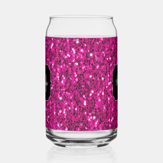 Warme, rosa Glitzern, die die gewünschte Monogramm Dosenglas (Links)