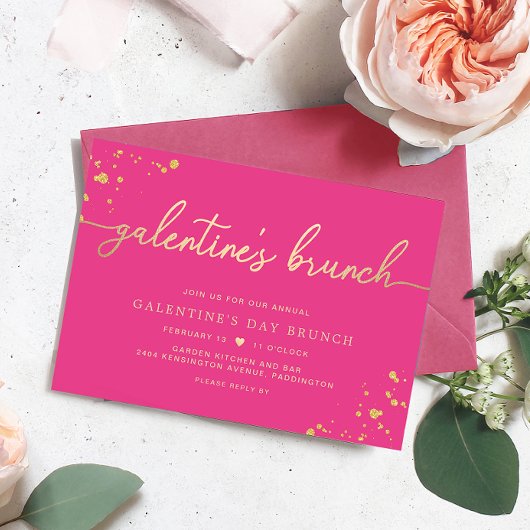 Warme Rosa Gold Galentine's Day Einladung
