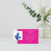 Warme rosa graue blaue medizinische Clogs Uniform Visitenkarte (Stehend Vorderseite)