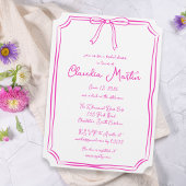 Warme rosa Handgezeichnete Bow Bridal Dusche Einla Einladung