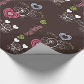 Warme rosa Herzen und Blumenumrandungspapier Geschenkpapier (Ecke)