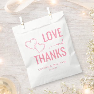 Warme rosa Herzen und Danke Geschenktütchen