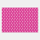 Warme rosa Herzen und Polka Punkte Geschenkpapier Set (Vorderseite)