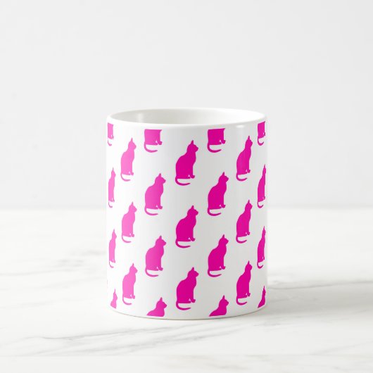 Warme rosa Katzenmuster Katzen Weiße Textur Kaffeetasse (Mittel)