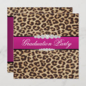 Warme rosa Leopard-Graduierungspartei Einladung (Vorne/Hinten)