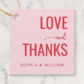 Warme rosa Liebe Dankeschön Geschenkanhänger (Vorderseite)