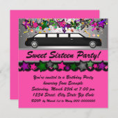 Warme Rosa Limousine 16 . Geburtstag Party Einladu Einladung (Vorne/Hinten)