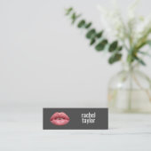 Warme rosa Lippen | Charcoal Makeup Business Card Mini Visitenkarte (Stehend Vorderseite)