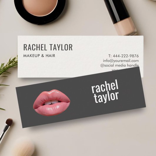 Warme rosa Lippen | Charcoal Makeup Business Card Mini Visitenkarte