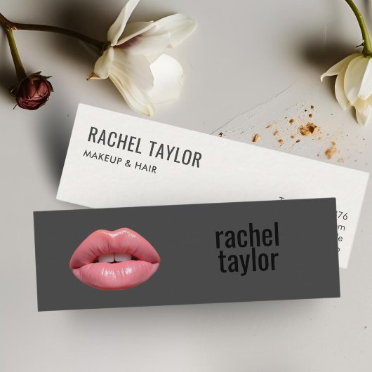 Warme rosa Lippen | Charcoal Makeup Business Card Mini Visitenkarte