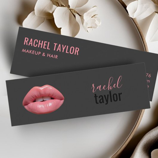 Warme rosa Lippen | Charcoal Makeup Business Card Mini Visitenkarte