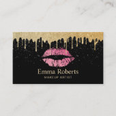 Warme rosa Lippen für KünstlerInnen Moderne Gold D Visitenkarte (Vorderseite)