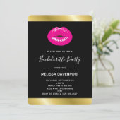Warme Rosa Lippen Glamour Illustration Bachelorett Einladung (Stehend Vorderseite)