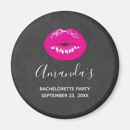 Warme Rosa Lippen Glamour Illustration Bachelorett Magnet (Vorne)