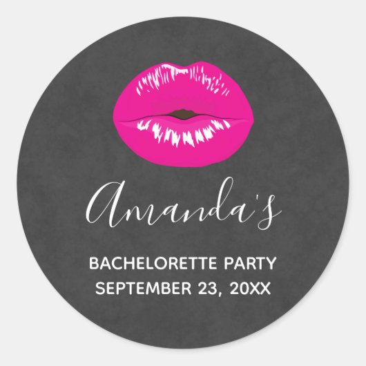 Warme Rosa Lippen Glamour Illustration Bachelorett Runder Aufkleber (Vorderseite)