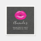 Warme Rosa Lippen Glamour Illustration Bachelorett Serviette (Vorderseite)