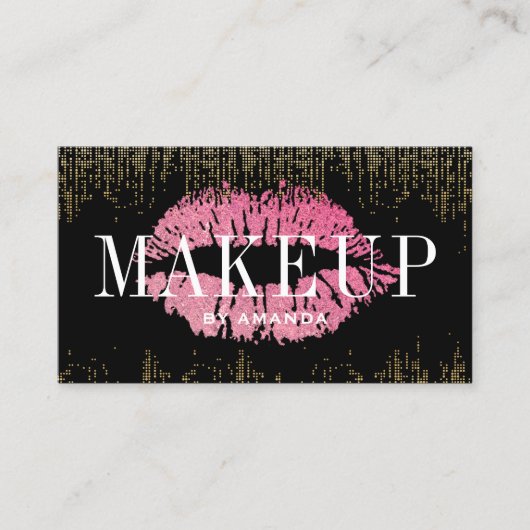 Warme rosa Lippen Makeup Artist Modernes Gold Conf Visitenkarte (Vorderseite)