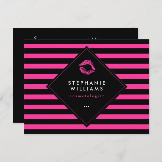 Warme rosa Lippen Makeup Artistry Comp Card Postkarte (Vorne/Hinten)