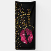 Warme rosa Lippen mit Goldmedaille für Glitzer Banner (Vertikal)
