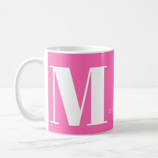 Warme rosa Monogramm Name benutzerdefinierte Typog Kaffeetasse (Links)