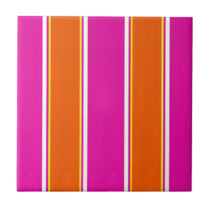 Warme rosa Orange Cabana Streifen Fliese