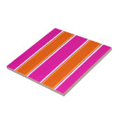 Warme rosa Orange Cabana Streifen Fliese (Seite)