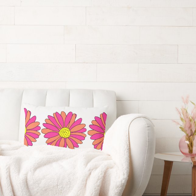 Warme rosa Orange Daisies Lendenkissen (Liege)