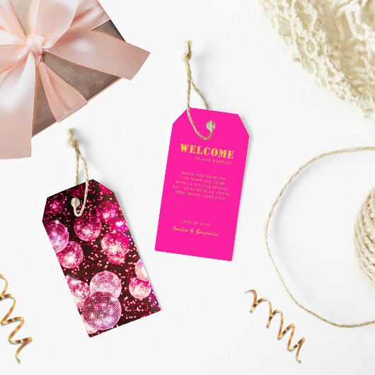 Warme rosa Orangefarbene Retro-Diskothek Balls Hoc Geschenkanhänger