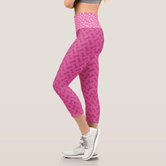 Warme rosa Paare und Knochen Capri Leggings (Links)
