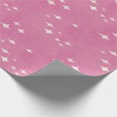 Warme rosa Punkte, Sterne und karierte Umhüllungsp Geschenkpapier (Ecke)