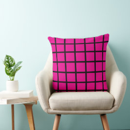 Warme rosa Quadrat-Muster und schwarze Rahmen Kissen