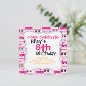 Warme rosa Räder Vintage Cars Roller Wagon Einladung (Stehend Vorderseite)