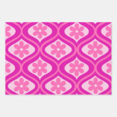 Warme, rosa Retro-Blume im Ogee-Muster des Mittelj Geschenkpapier Set (Vorderseite 2)