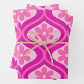 Warme, rosa Retro-Blume im Ogee-Muster des Mittelj Geschenkpapier Set (Beispiel)