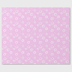 Warme rosa Retropolka-Punkte mit Blumenmuster Geschenkpapier