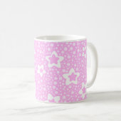 Warme rosa Retropolka-Punkte mit Blumenmuster Kaffeetasse (VorderseiteRechts)