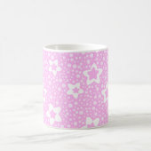 Warme rosa Retropolka-Punkte mit Blumenmuster Kaffeetasse (Mittel)