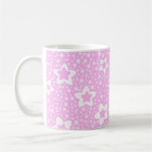 Warme rosa Retropolka-Punkte mit Blumenmuster Kaffeetasse (Links)