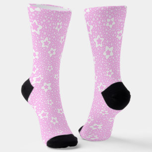 Warme rosa Retropolka-Punkte mit Blumenmuster Socken