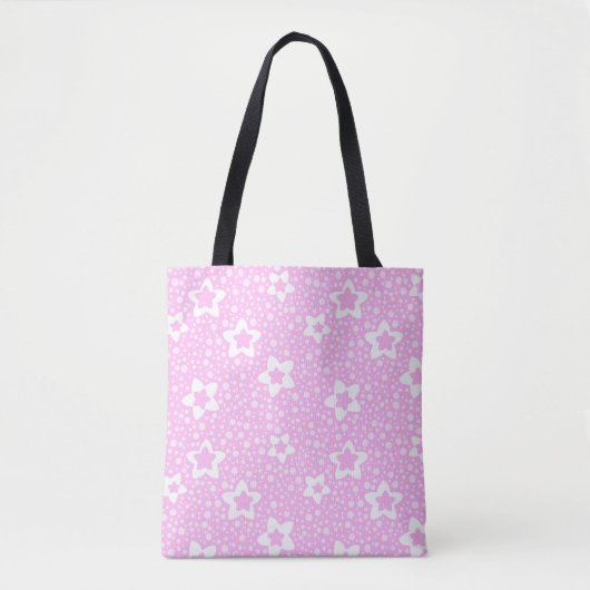 Warme rosa Retropolka-Punkte mit Blumenmuster Tasche (Vorderseite)