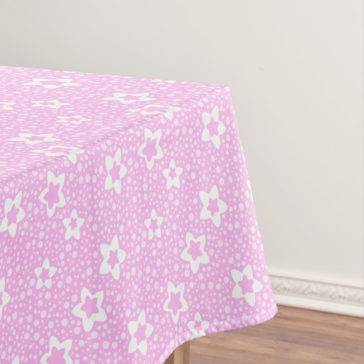 Warme rosa Retropolka-Punkte mit Blumenmuster Tischdecke (Beispiel)