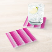 Warme rosa Schattenstreifen Glasuntersetzer (Schrägansicht)