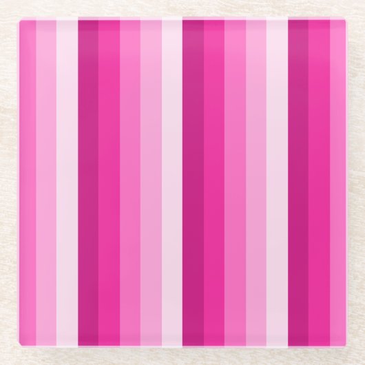 Warme rosa Schattenstreifen Glasuntersetzer (Vorderseite)