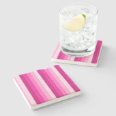 Warme rosa Schattenstreifen Steinuntersetzer (Seitenansicht)