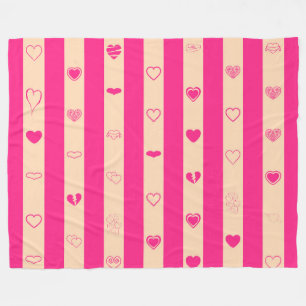 Warme rosa Streifen Modernes Herzmuster Fleecedecke