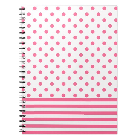 Warme rosa Streifen und Punkte Notizblock (Vorderseite)