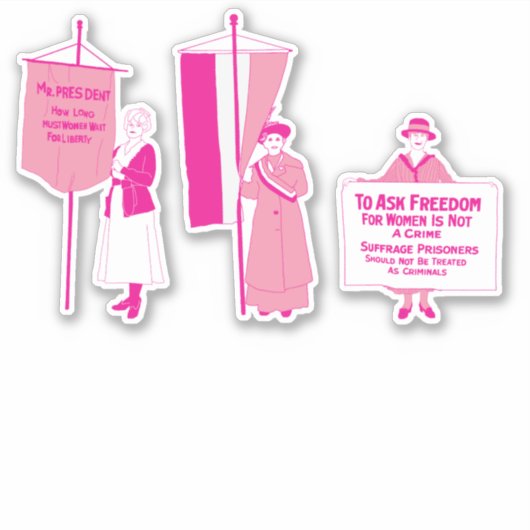 Warme Rosa Suffragettes Aufkleber (Vorderseite)