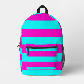 Warme rosa und blaue türkisfarbene Streifen Bedruckter Rucksack (Vorderseite)