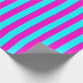 Warme rosa und blaue türkisfarbene Streifen Geschenkpapier (Ecke)